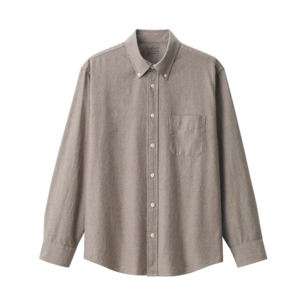 Muji Light Grey Washed Oxford Button Down